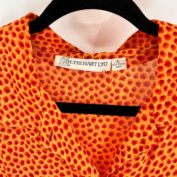women's vintage 90s 2000s orange red georgette short sleeve button down LG. - Picture 5 of 5